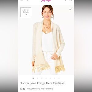 Tatum Long Fringe Cardigan Lilly Pulitzer NWT